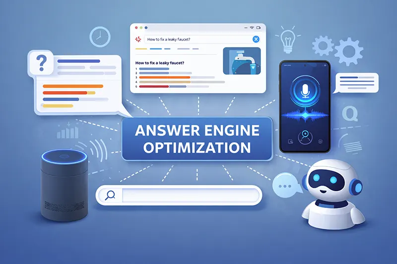 Graphic depicting answer engine optimzation
