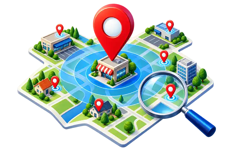 A graphic depicting local search